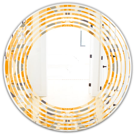Retro Geometrical Abstract II - Modern Round or Oval Wall Mirror - Wave