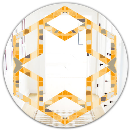 Retro Geometrical Abstract II - Modern Round or Oval Wall Mirror - Hexagon Star