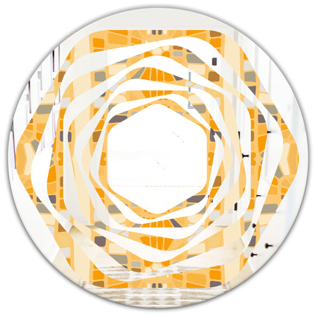 Retro Geometrical Abstract II - Modern Round or Oval Wall Mirror - Whirl