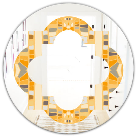 Retro Geometrical Abstract II - Modern Round or Oval Wall Mirror - Quatrefoil