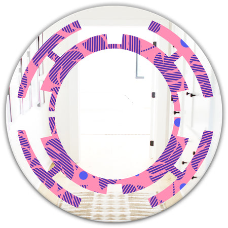 Tropical Palm Leaves IV - Modern Round or Oval Wall Mirror - Space