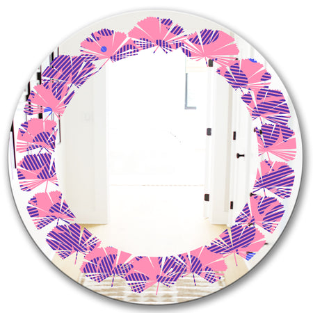 Tropical Palm Leaves IV - Modern Round or Oval Wall Mirror - Leaves