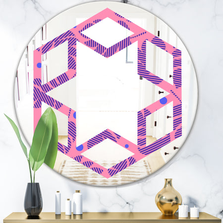 Tropical Palm Leaves IV - Modern Round or Oval Wall Mirror - Hexagon Star
