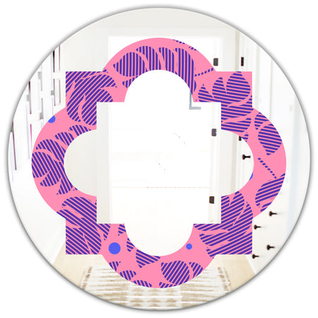Tropical Palm Leaves IV - Modern Round or Oval Wall Mirror - Quatrefoil