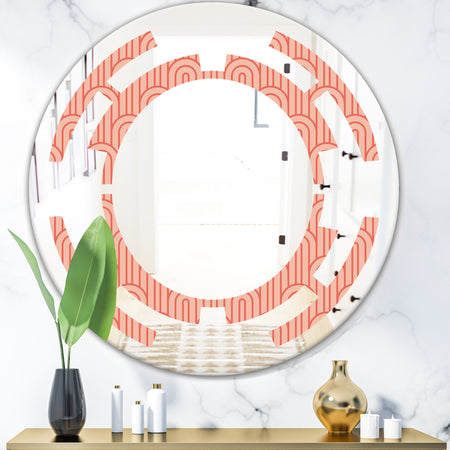 Retro Art Deco Waves II - Modern Round or Oval Wall Mirror - Space