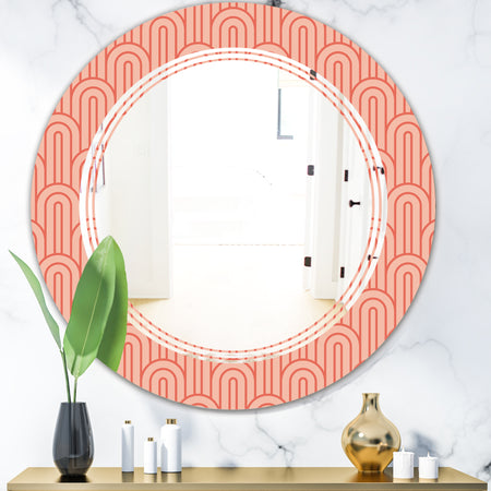 Retro Art Deco Waves II - Modern Round or Oval Wall Mirror - Triple C