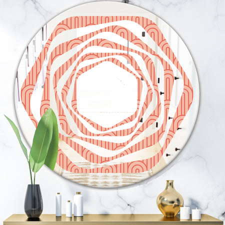 Retro Art Deco Waves II - Modern Round or Oval Wall Mirror - Whirl