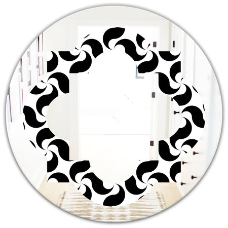 Monochrome Geometric Pattern IV - Modern Round or Oval Wall Mirror - Quatrefoil