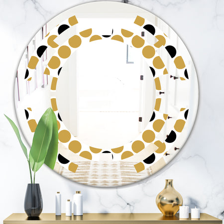 Golden Polka Dot - Modern Round or Oval Wall Mirror - Space