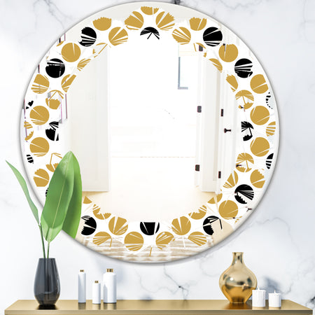 Golden Polka Dot - Modern Round or Oval Wall Mirror - Leaves