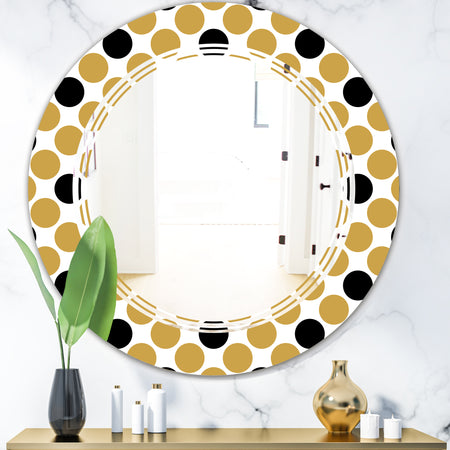 Golden Polka Dot - Modern Round or Oval Wall Mirror - Triple C