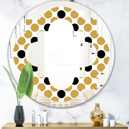 Golden Polka Dot - Modern Round or Oval Wall Mirror - Quatrefoil