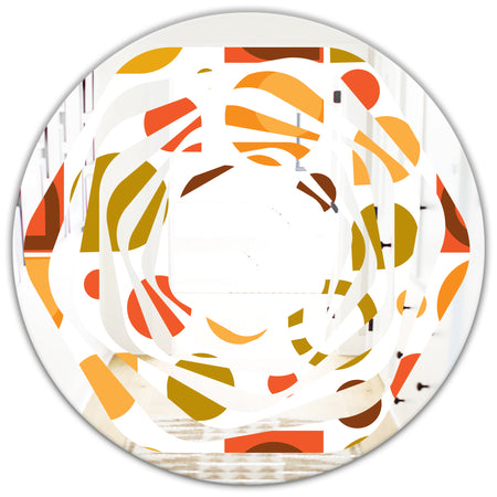 Abstract Retro Geometric I - Modern Round or Oval Wall Mirror - Whirl