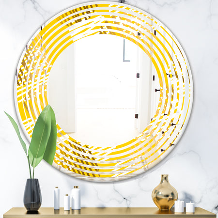 Abstract Retro Geometric IV - Modern Round or Oval Wall Mirror - Wave