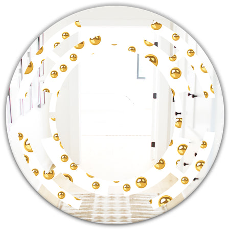 Golden Circular Pattern II - Modern Round or Oval Wall Mirror - Space