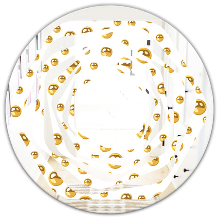 Golden Circular Pattern II - Modern Round or Oval Wall Mirror - Whirl