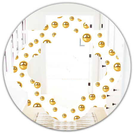 Golden Circular Pattern II - Modern Round or Oval Wall Mirror - Quatrefoil
