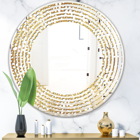 Golden Maze - Modern Round or Oval Wall Mirror - Wave