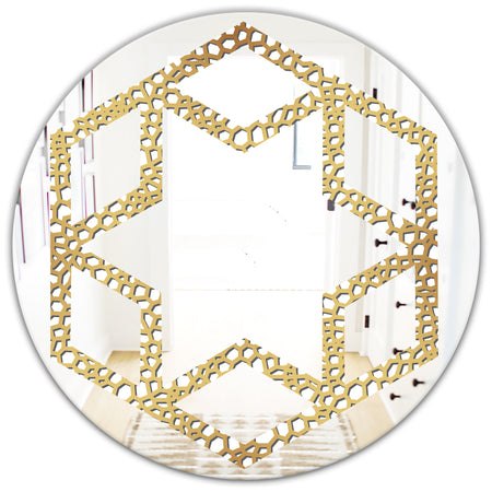 Golden Maze - Modern Round or Oval Wall Mirror - Hexagon Star