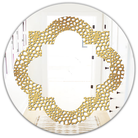 Golden Maze - Modern Round or Oval Wall Mirror - Quatrefoil