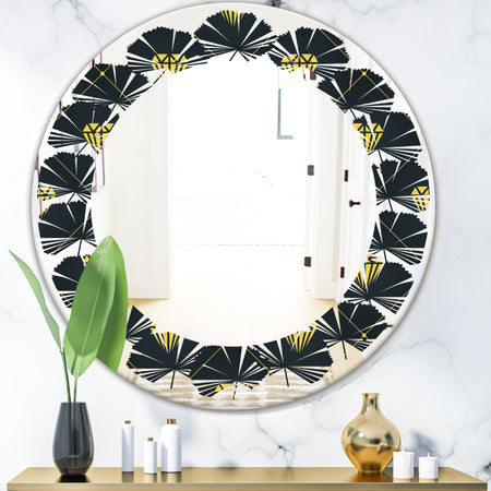 Golden Heart Design - Modern Round or Oval Wall Mirror - Leaves