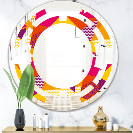 Abstract Geometric Retro III - Modern Round or Oval Wall Mirror - Space