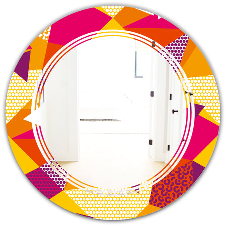 Abstract Geometric Retro III - Modern Round or Oval Wall Mirror - Triple C