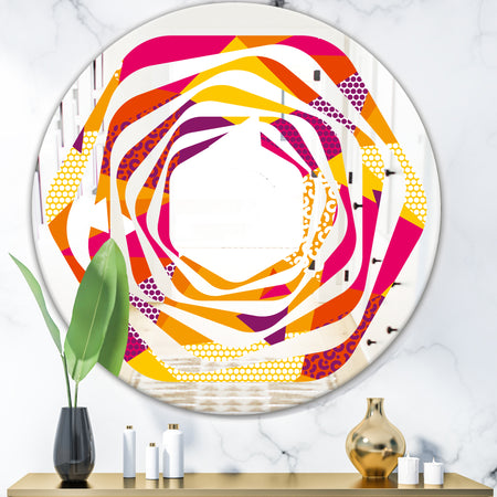 Abstract Geometric Retro III - Modern Round or Oval Wall Mirror - Whirl