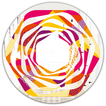 Abstract Geometric Retro III - Modern Round or Oval Wall Mirror - Whirl