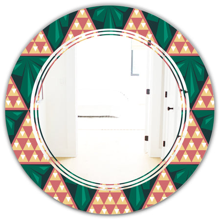 Abstract Geometric Retro II - Modern Round or Oval Wall Mirror - Triple C