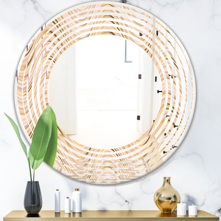 Abstract Luxury Beige Waves - Modern Round or Oval Wall Mirror - Wave