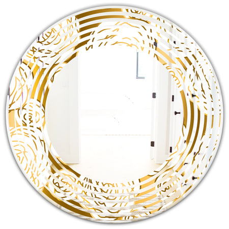 Golden Floral III - Modern Round or Oval Wall Mirror - Wave