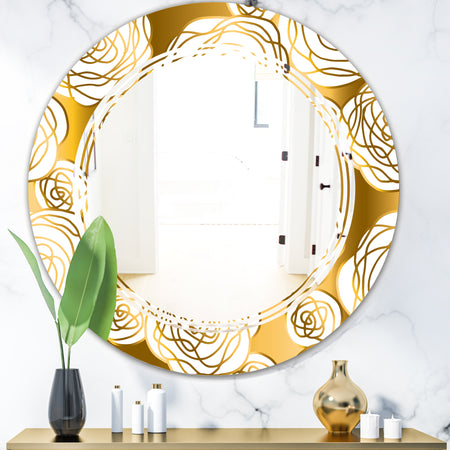 Golden Floral III - Modern Round or Oval Wall Mirror - Triple C