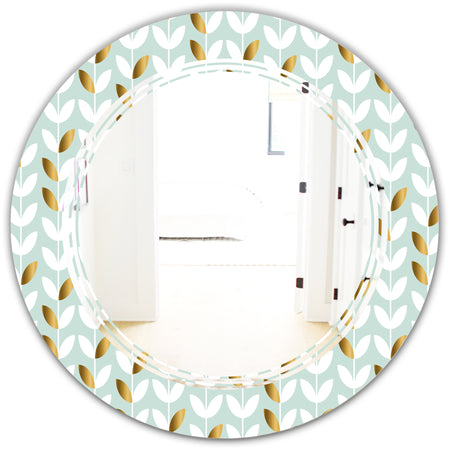 Golden Foliage X - Modern Round or Oval Wall Mirror - Triple C