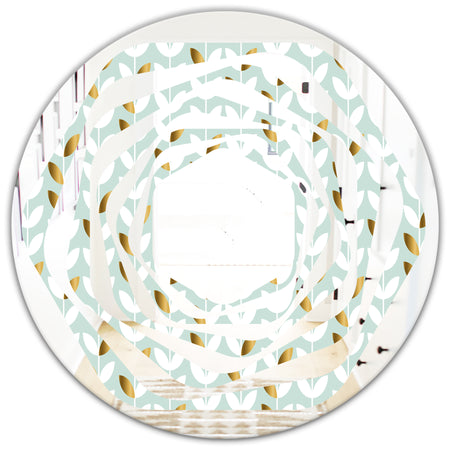 Golden Foliage X - Modern Round or Oval Wall Mirror - Whirl