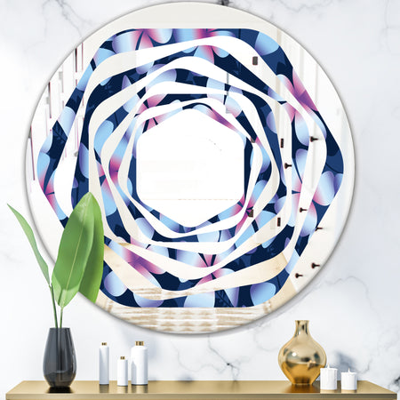 Retro Frangipani Flowers - Modern Round or Oval Wall Mirror - Whirl