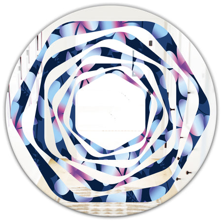 Retro Frangipani Flowers - Modern Round or Oval Wall Mirror - Whirl