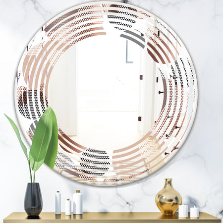 Circular Abstract Retro Geometric XIII - Modern Round or Oval Wall Mirror - Wave