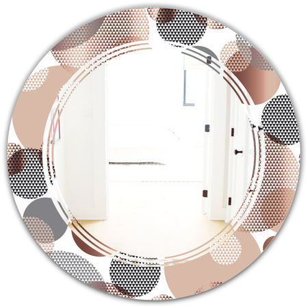 Circular Abstract Retro Geometric XIII - Modern Round or Oval Wall Mirror - Triple C