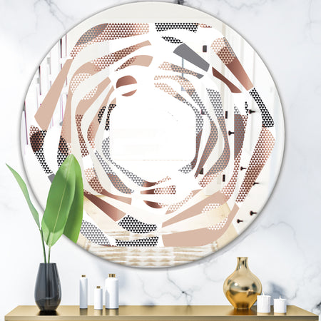 Circular Abstract Retro Geometric XIII - Modern Round or Oval Wall Mirror - Whirl