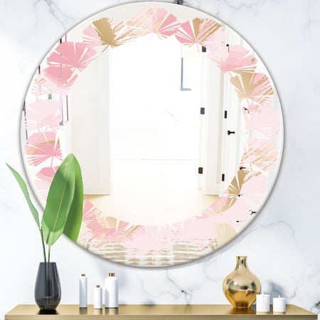 Abstract Flower Design IX - Cottage Round or Oval Wall Mirror - Leaves