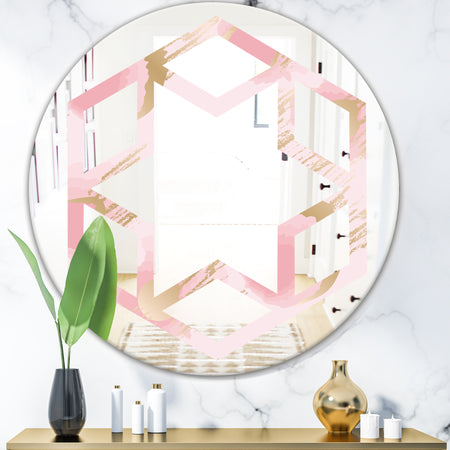 Abstract Flower Design IX - Cottage Round or Oval Wall Mirror - Hexagon Star