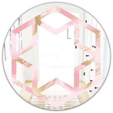 Abstract Flower Design IX - Cottage Round or Oval Wall Mirror - Hexagon Star