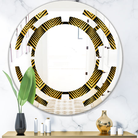 Art Deco Seal pattern - Modern Round or Oval Wall Mirror - Space