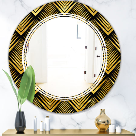 Art Deco Seal pattern - Modern Round or Oval Wall Mirror - Triple C