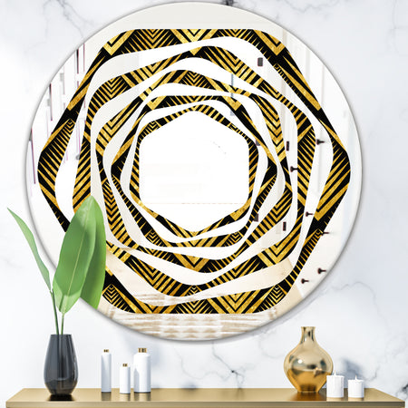 Art Deco Seal pattern - Modern Round or Oval Wall Mirror - Whirl