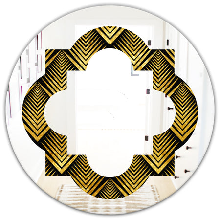 Art Deco Seal pattern - Modern Round or Oval Wall Mirror - Quatrefoil