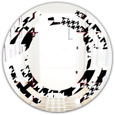 Classic Houndstooth Pattern - Modern Round or Oval Wall Mirror - Space