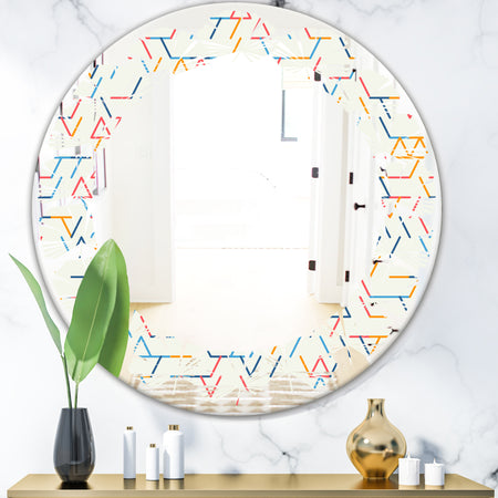 Abstract geometric background. pattern. - Modern Round or Oval Wall Mirror - Leaves