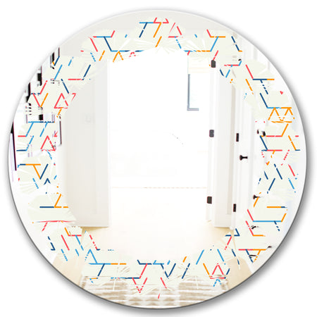 Abstract geometric background. pattern. - Modern Round or Oval Wall Mirror - Leaves